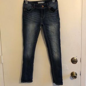 Stone washed blue jeans